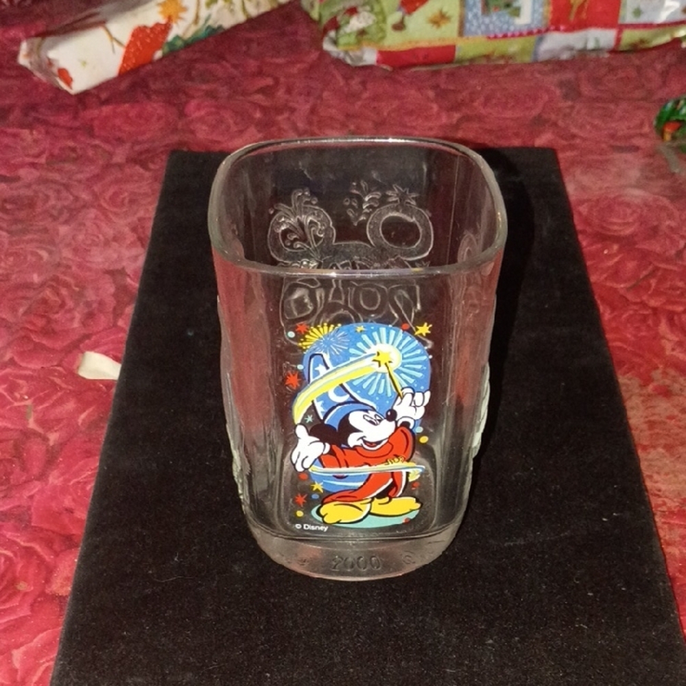 Disney Sorcerer Mickey Glass with Blue and Red Accents ( Disney Epcot)